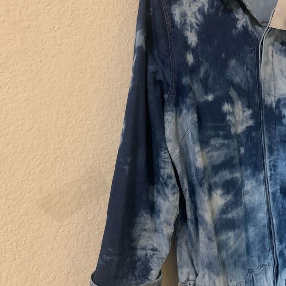 Gabrielle Union NY&Co Tie-Dye Denim Jumpsuit Chambray & Navy Blue Size Large - Picture 13 of 14